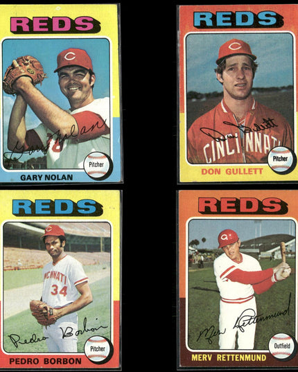 4-Card Lot Vintage 1975 Topps Cincinnati Reds | MLB Baseball Trading Cards Topps