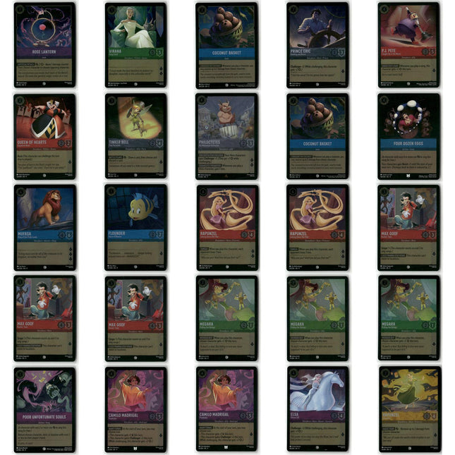 Foil Lot 25 Cards, Fabled, Disney Lorcana Set 9 Assorted Characters