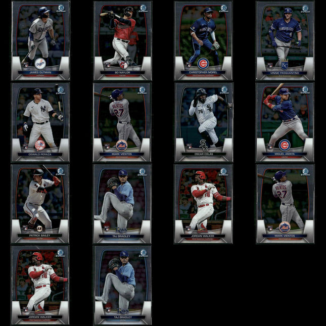 2023 Bowman Chrome Rookie Cards Lot (14) MLB Prospects RC Chrome Set