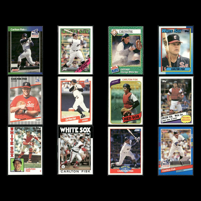 Carlton Fisk 12-Card Lot Chicago White Sox HOF Catcher Legend