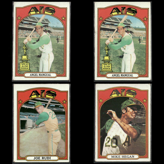 1972 Topps Oakland Athletics Team Lot (4 Cards) Vintage Baseball MLB