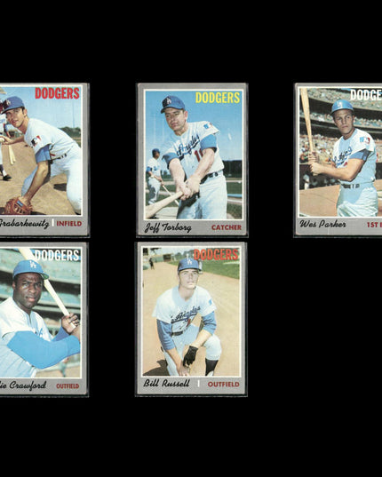 5-Card Lot Vintage 1970 Topps LA Dodgers | MLB Baseball Trading Cards Team Lot