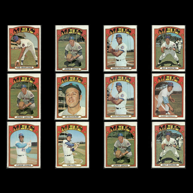 12-Card Lot Vintage 1972 Topps New York Mets | MLB Baseball Trading Cards Topps