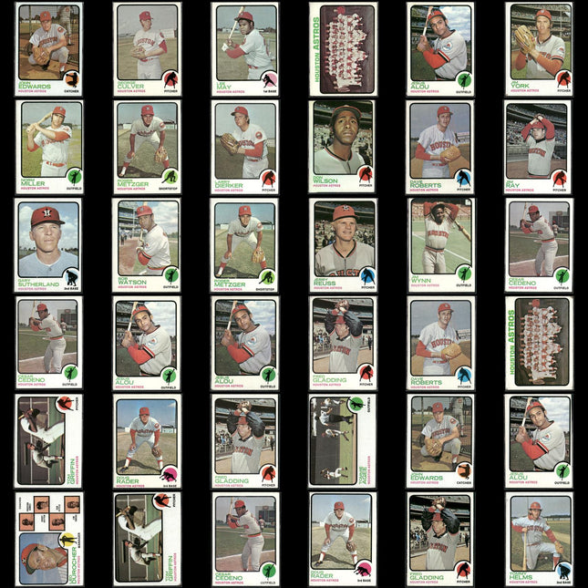 36-Card Lot Vintage 1973 Topps Houston Astros | MLB Baseball Trading Cards Topps