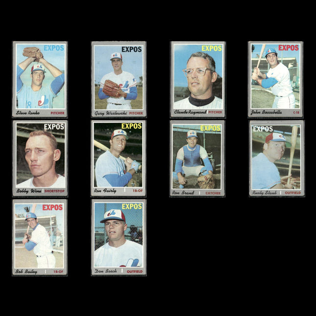 10-Card Lot Vintage 1970 Topps Montreal Expos | MLB Baseball Trading Cards Topps