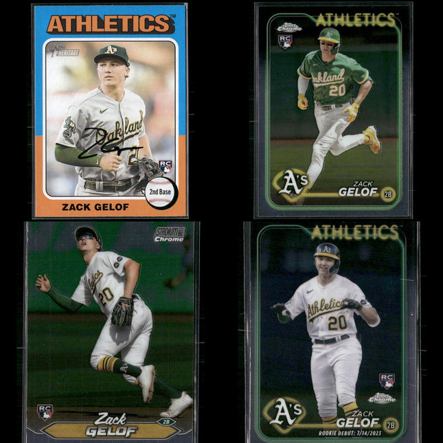 Zack Gelof 4-Card Lot Oakland A’s Rookie 2B Power Hitter