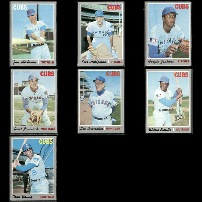 7-Card Lot Vintage 1970 Topps Chicago Cubs | MLB Baseball Trading Cards Team Lot