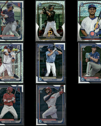 2023-24 Bowman Chrome Prospects Mojo Refractors Lot (8) Bowman 1st Card