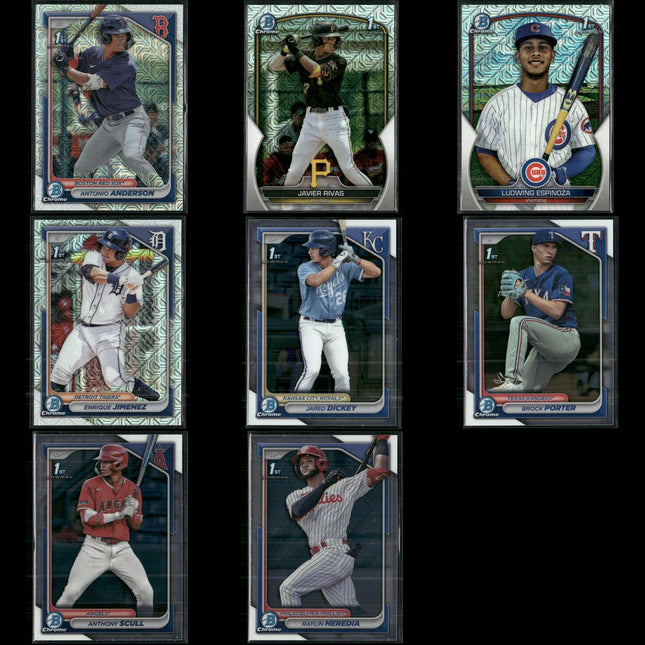2023-24 Bowman Chrome Prospects Mojo Refractors Lot (8) Bowman 1st Card