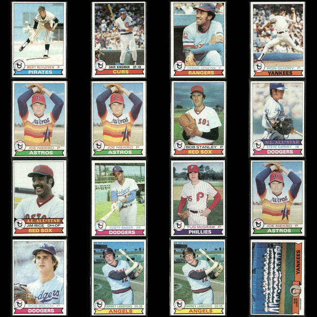 1979 Topps Baseball Lot (16) w/ Jim Rice, Ron Guidry, Fergie Jenkins, Carney RCs