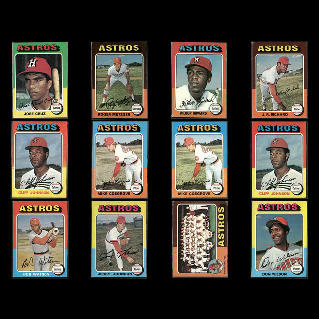 12-Card Lot Vintage 1975 Topps Houston Astros | MLB Baseball Trading Cards Topps