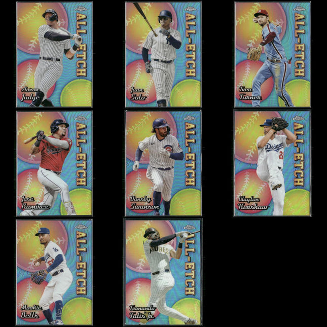 2024 Topps Chrome All-Etch Insert Cards Lot (8) Refractor Style MLB Inserts