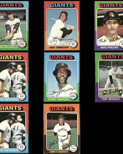 8-Card Lot Vintage 1975 Topps San Francisco Giants | MLB Baseball Trading Cards