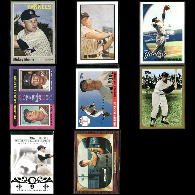 Mickey Mantle 8-Card Lot NY Yankees “The Mick” HOF Legend