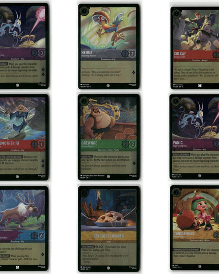 Foil Lot 9 Cards, Archazia's Island, Disney Lorcana Set 7 Assorted Characters