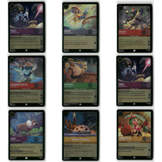 Foil Lot 9 Cards, Archazia's Island, Disney Lorcana Set 7 Assorted Characters