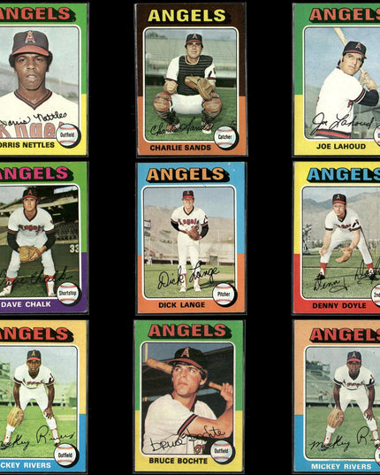 9-Card Lot Vintage 1975 Topps California Angels | MLB Baseball Trading Cards