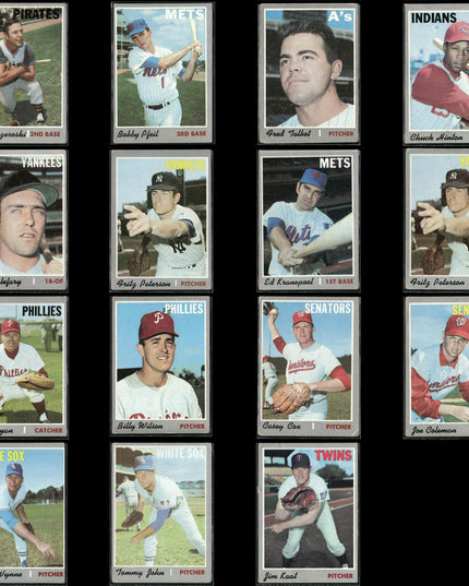 1970 Topps Baseball Lot (15) w/ Bill Mazeroski, Tommy John, Jim Kaat, RCs