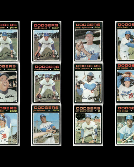 12-Card Lot Vintage 1971 Topps LA Dodgers | MLB Baseball Trading Cards Team Lot