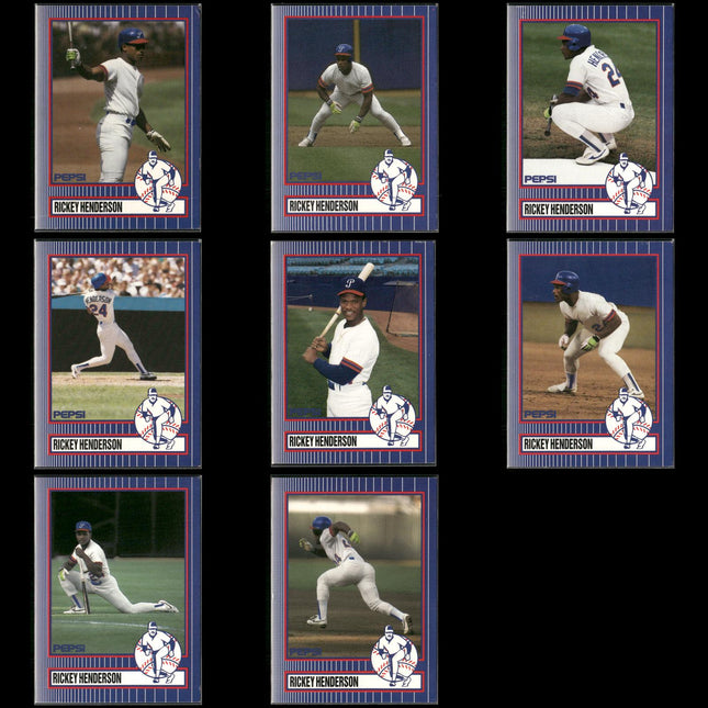 Rickey Henderson 8-Card Lot A’s Pepsi Promo HOF Cards