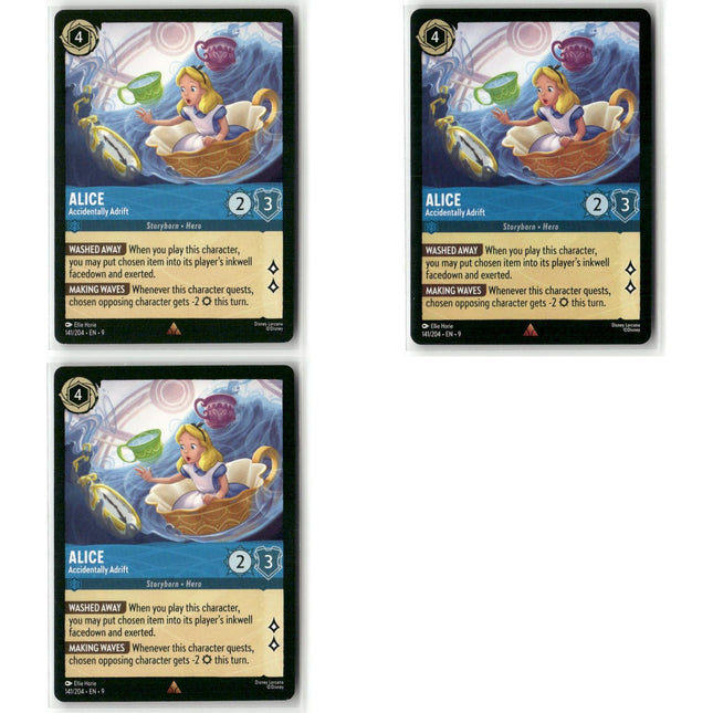 Alice - Accidentally Adrift #141 3 Card Lot Super Rare Fabled Disney Lorcana