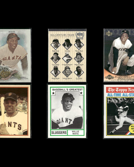 Willie Mays 6-Card Lot SF Giants “Say Hey Kid” HOF Legend