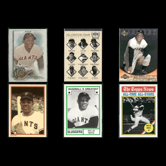 Willie Mays 6-Card Lot SF Giants “Say Hey Kid” HOF Legend