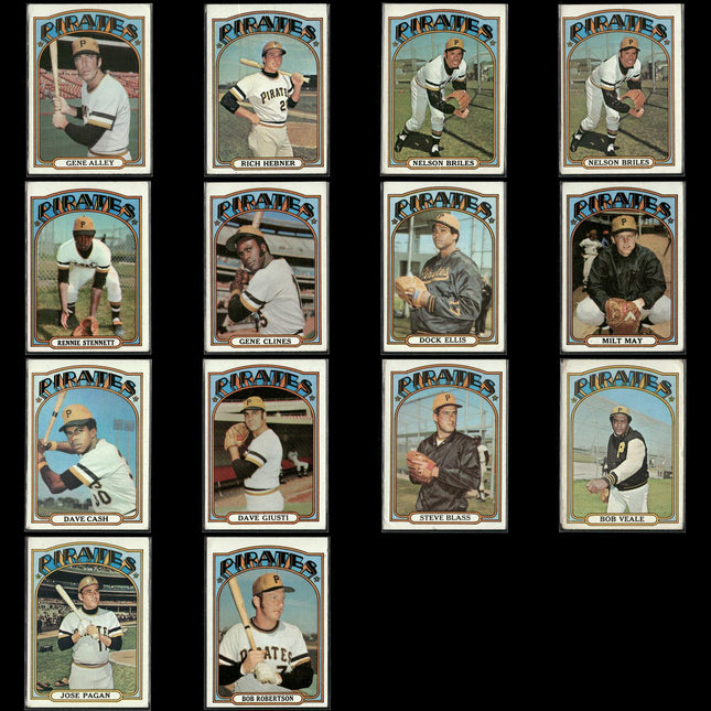 1972 Topps Pittsburgh Pirates Team Lot (14 Cards) Vintage Baseball MLB