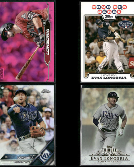 Evan Longoria 4-Card Lot Tampa Bay Rays 3B Rookie Star