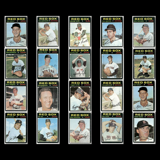 20-Card Lot Vintage 1971 Topps Boston Red Sox | MLB Baseball Trading Cards