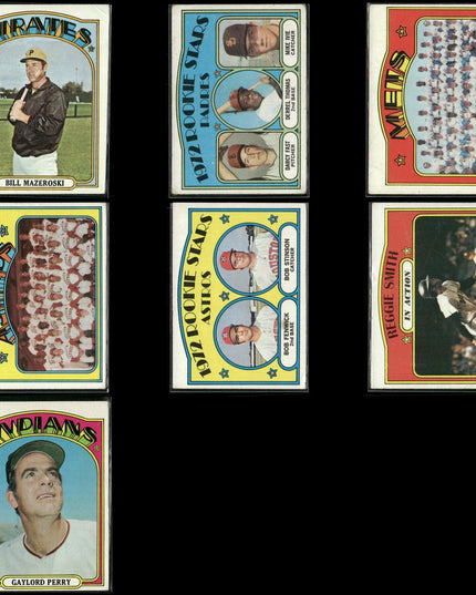 1972 Topps Baseball Lot (7) w/ Gaylord Perry, Bill Mazeroski, Rookie Stars RCs
