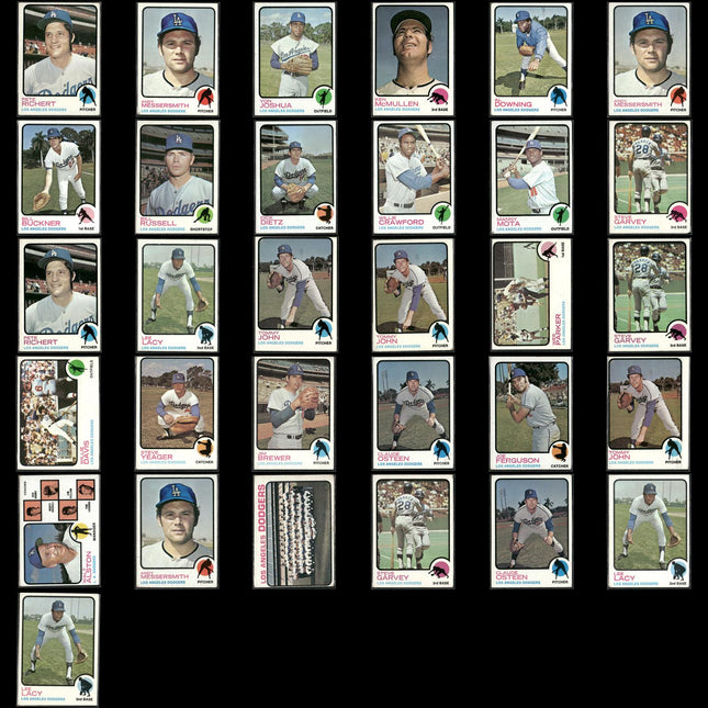 31-Card Lot Vintage 1973 Topps LA Dodgers | MLB Baseball Trading Cards Vintage