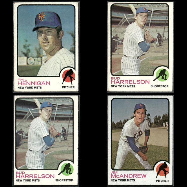 4-Card Lot Vintage 1973 Topps New York Mets | MLB Baseball Trading Cards Topps