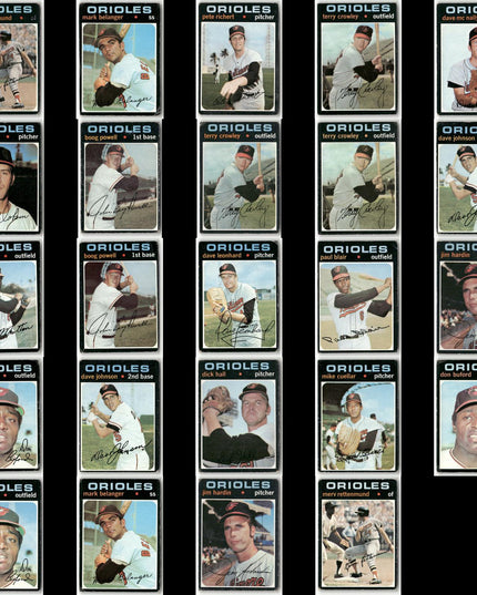 24-Card Lot Vintage 1971 Topps Baltimore Orioles | MLB Baseball Trading Cards