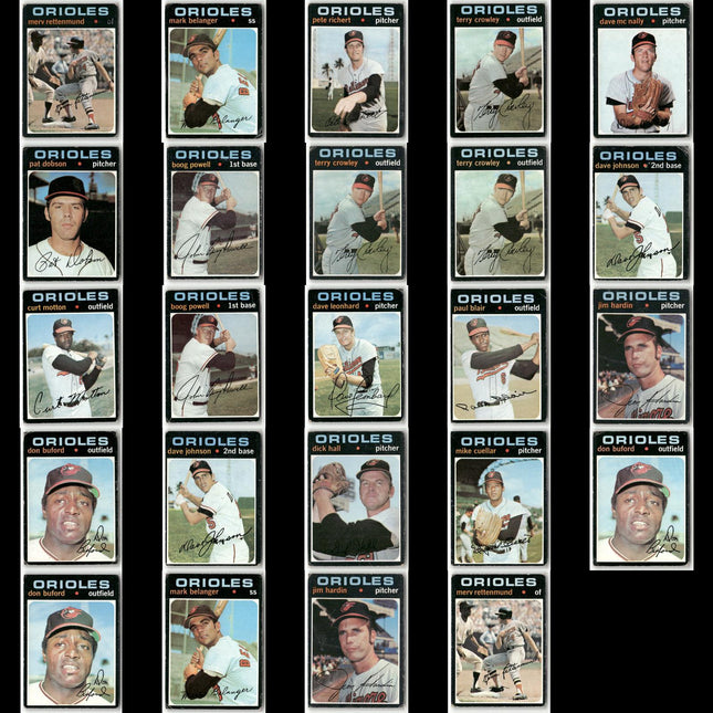 24-Card Lot Vintage 1971 Topps Baltimore Orioles | MLB Baseball Trading Cards
