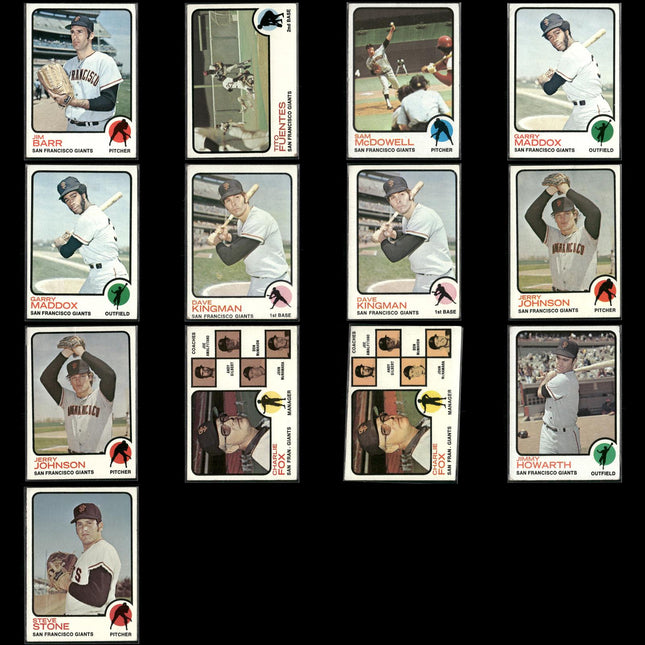 13-Card Lot Vintage 1973 Topps San Francisco Giants | MLB Baseball Trading Cards