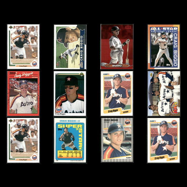 Craig Biggio 12-Card Lot Houston Astros HOF 3,000 Hits Legend