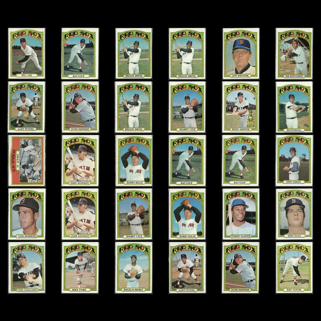 1972 Topps Boston Red Sox Team Lot (30 Cards) Vintage Baseball MLB