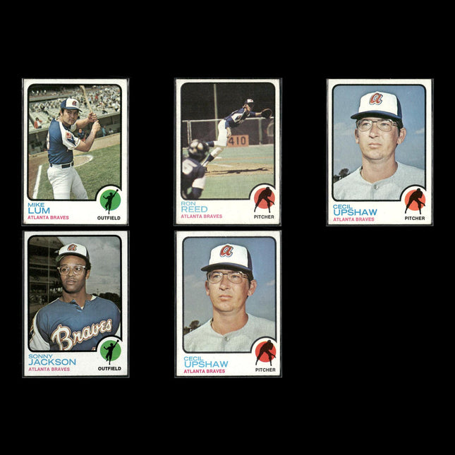 5-Card Lot Vintage 1973 Topps Atlanta Braves | MLB Baseball Trading Cards Topps