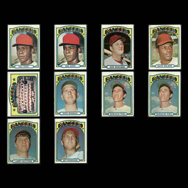10-Card Lot Vintage 1972 Topps Texas Rangers | MLB Baseball Trading Cards Topps