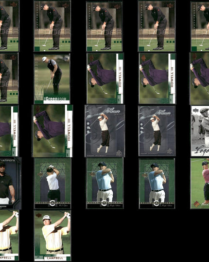 Golf Card Lot (22) Ty Tryon, Sorenstam, Tiger Woods, Howell RCs, Stewart