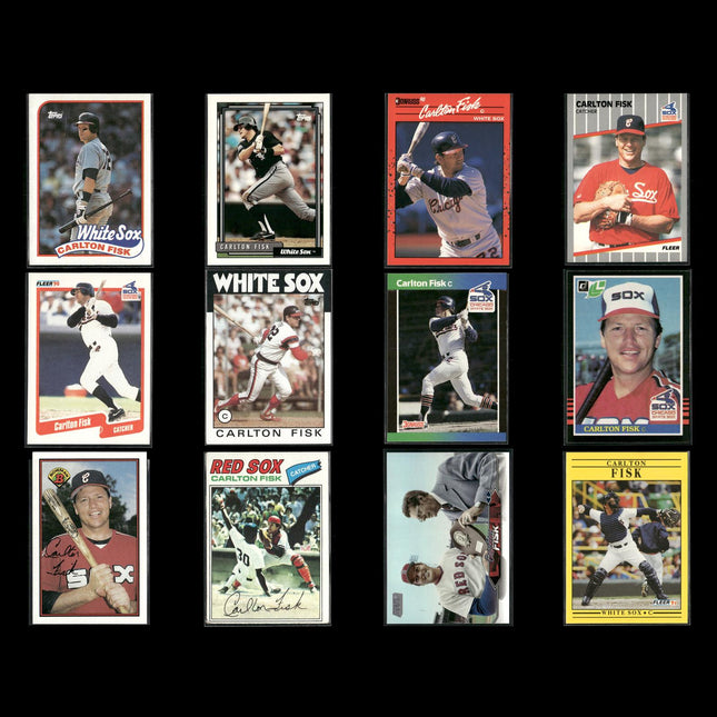 Carlton Fisk 12-Card Lot Boston Red Sox HOF Catcher “Pudge”