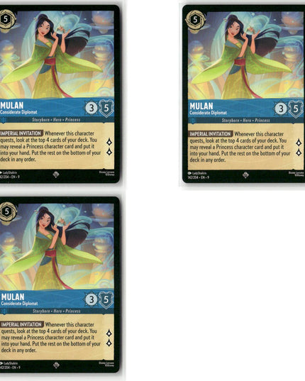 Mulan - Considerate Diplomat #142 3-Card Lot Super Rare Fabled Disney Lorcana