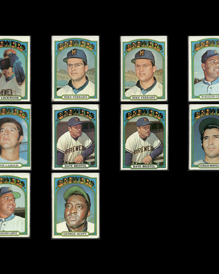 1972 Topps Milwaukee Brewers Team Lot (10 Cards) Vintage Baseball MLB