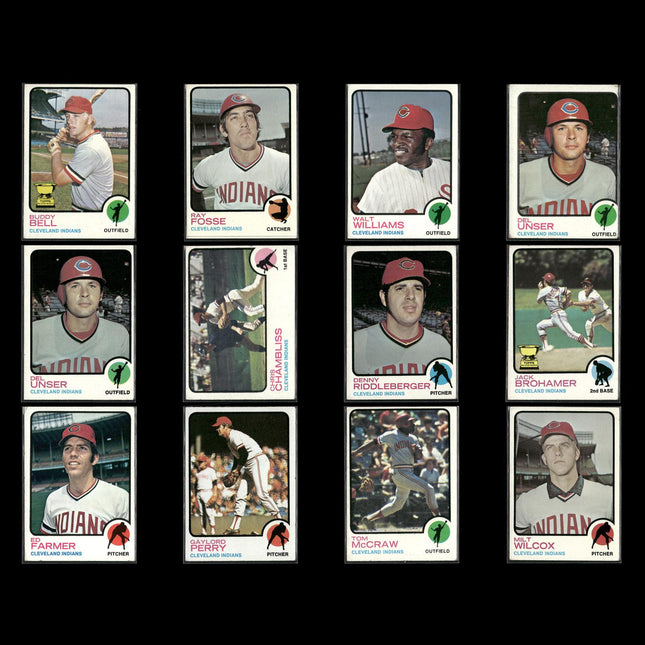 12-Card Lot Vintage 1973 Topps Cleveland Indians | MLB Baseball Trading Cards
