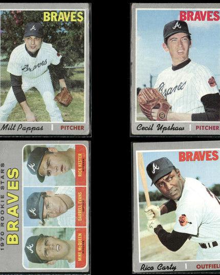 4-Card Lot Vintage 1970 Topps Atlanta Braves | MLB Baseball Trading Cards Topps