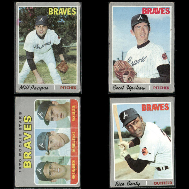 4-Card Lot Vintage 1970 Topps Atlanta Braves | MLB Baseball Trading Cards Topps