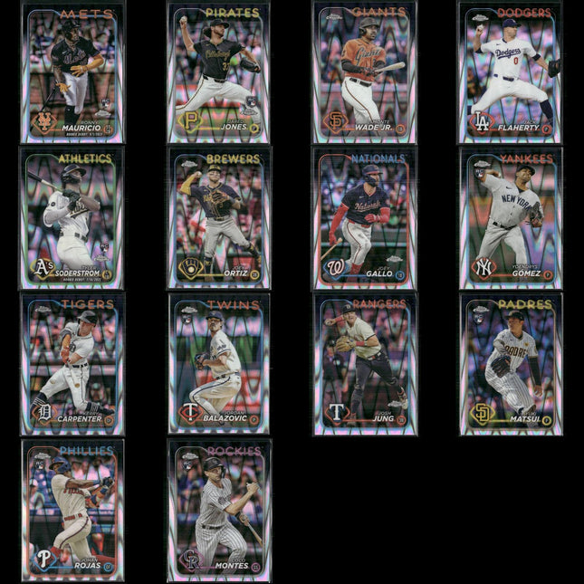 2024 Topps Chrome RayWave Refractors Lot (14) MLB Parallel Baseball Cards