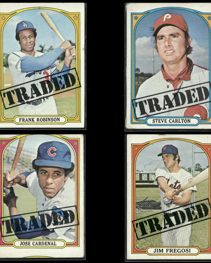 4-Card Lot Vintage 1972 Topps Baseball Traded Set | MLB Baseball Trading Cards