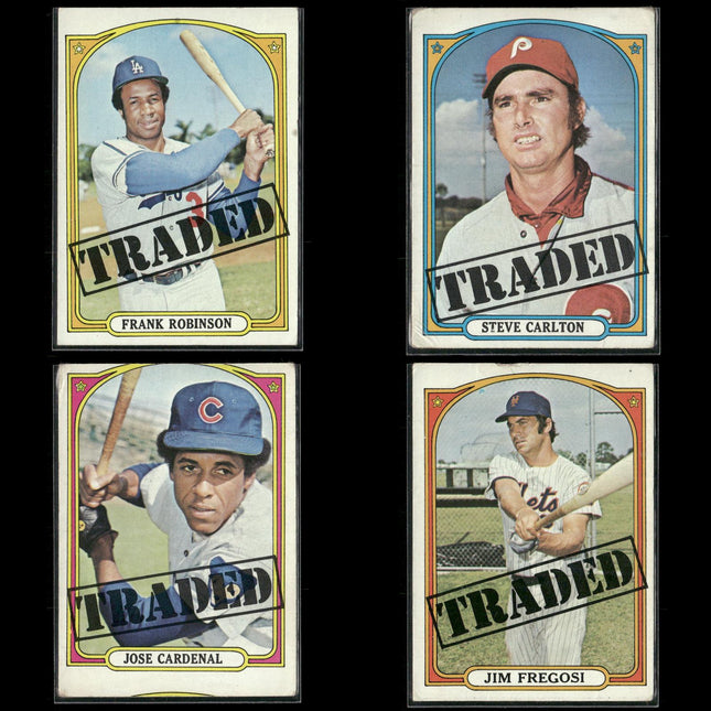 4-Card Lot Vintage 1972 Topps Baseball Traded Set | MLB Baseball Trading Cards
